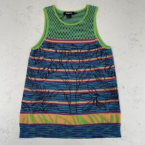 Desigual Knit Slvless Cotton Viscose Abstract Print Tank Top Multi Color M/L